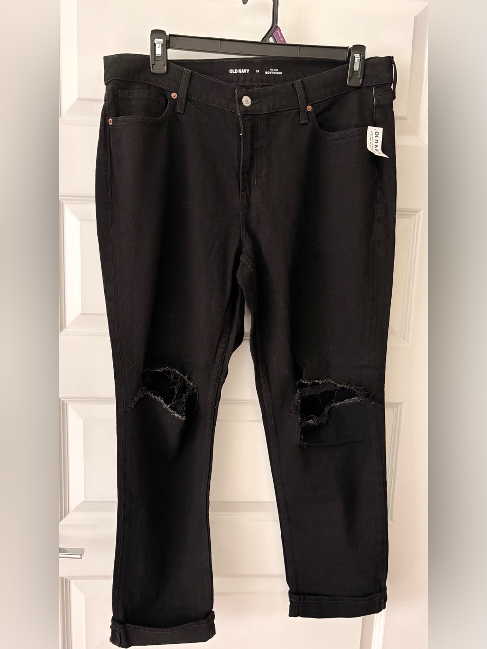 Old Navy Mid-Rise Boyfriend Distressed Jeans iBlack Jack Size 14